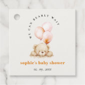 Minimal Chic Blush Bearly Wait Ballon Babydusche Geschenkanhänger (Vorderseite)
