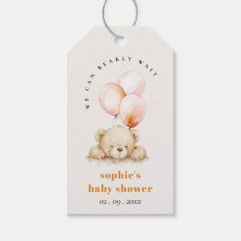 Minimal Chic Blush Bearly Wait Ballon Babydusche Geschenkanhänger