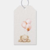 Minimal Chic Blush Bearly Wait Ballon Babydusche Geschenkanhänger (Rückseite)