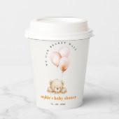 Minimal Chic Blush Bearly Wait Ballon Babydusche Pappbecher (Vorderseite)