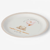 Minimal Chic Blush Bearly Wait Ballon Babydusche Pappteller (Schrägansicht)