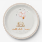 Minimal Chic Blush Bearly Wait Ballon Babydusche Pappteller (Vorderseite)