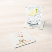 Minimal Chic Blush Bearly Wait Ballon Babydusche Rechteckiger Pappuntersetzer (Vor Ort)