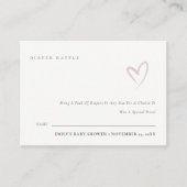 Minimal Chic Blush Heart Diaper Raffle Baby Dusche Begleitkarte (Vorderseite)