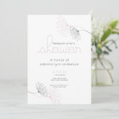 Minimal Chic Blush Pink und Kohle Blume Einladung (Stehend Vorderseite)