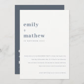 Minimal Chic Bold Gray Blue Typografy Verlobung Einladung (Vorne/Hinten)