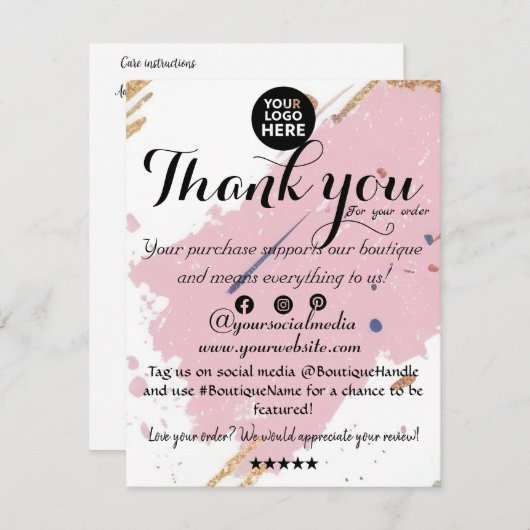 Minimal Chic: Boutique Danke Karte (Vorne/Hinten)