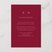 Minimal Chic Burgundy Pink | Angaben zum Hochzeitg Begleitkarte (Vorderseite)