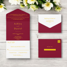 Minimal Chic Burgundy und Gold feierliche Hochzeit