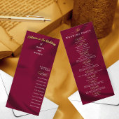 Minimal Chic Burgundy und Gold Wedding Programm