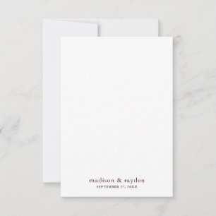 Minimal Chic Burgundy Wine Monogram Foto Wedding Dankeskarte