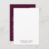 Minimal Chic Burgundy Wine Monogram Foto Wedding Dankeskarte (Vorne/Hinten)