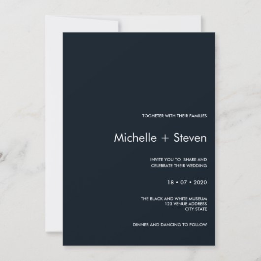 Minimal Chic Dark Blue | Typografie Einladung (Vorderseite)
