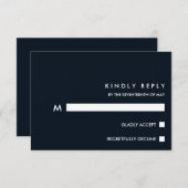 Minimal Chic Dark Blue | Typografy Wedding RSVP (Vorne/Hinten)