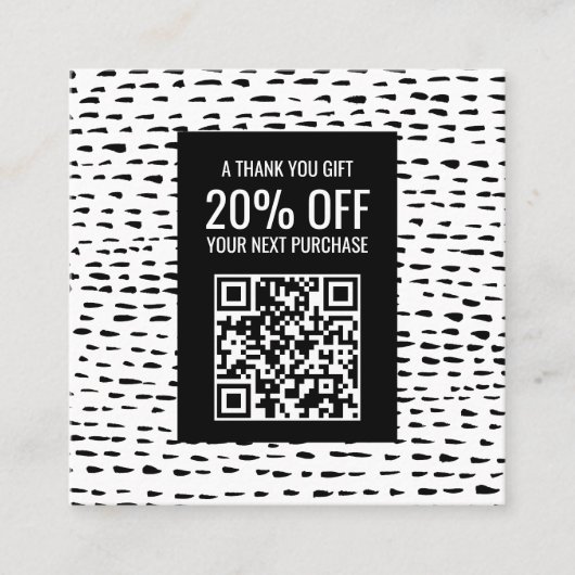 Minimal Chic Dashes Dots Black & White QR CODE Rabattkarte (Vorderseite)