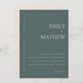 Minimal Chic Dusky Green Blush Typografy Wedding Einladung (Vorne/Hinten)