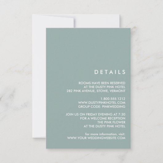 Minimal Chic Dusty Blue | Angaben zum Hochzeitgast Einladung (Vorderseite)