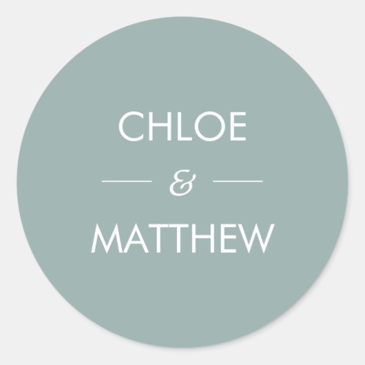 Minimal Chic Dusty Blue | Hochzeitsgewohnheit Runder Aufkleber (Vorderseite)