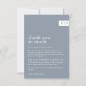 Minimal Chic Dusty Blue Monogram Foto Wedding Dankeskarte (Rückseite)