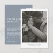 Minimal Chic Dusty Blue Monogram Foto Wedding Dankeskarte (Vorne/Hinten)