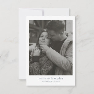 Minimal Chic Dusty Blue Monogram Foto Wedding Dankeskarte