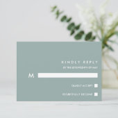 Minimal Chic Dusty Blue | Typografy Wedding RSVP (Stehend Vorderseite)