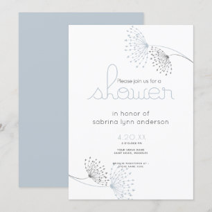 Minimal Chic Dusty Blue und Charcoal Blume Einladung