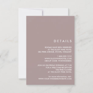 Minimal Chic Dusty Plum Angaben zum Hochzeitgast Einladung