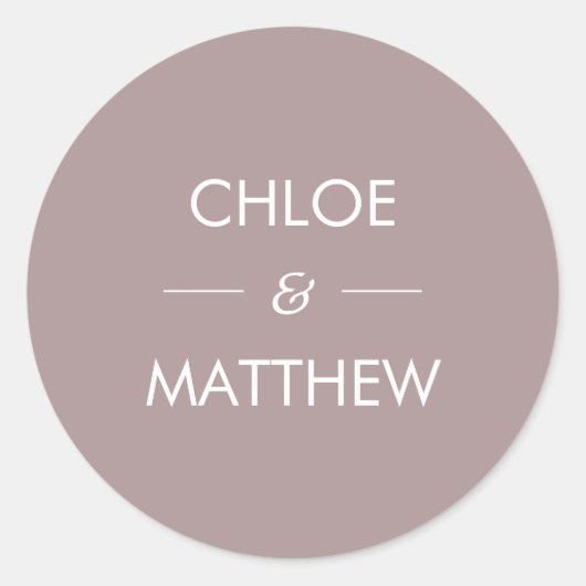 Minimal Chic Dusty Plum | Hochzeitsgewohnheit Runder Aufkleber (Vorderseite)