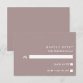 Minimal Chic Dusty Plum | Typografy Wedding RSVP Karte (Vorne/Hinten)