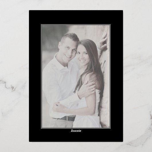 Minimal Chic Elegantes Schwarzes Gold Save the Dat Folieneinladung (Rückseite)