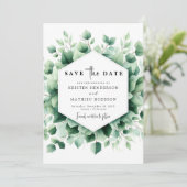 Minimal Chic Eukalyptus Digital Wedding Save The Date (Stehend Vorderseite)