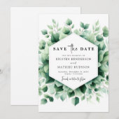 Minimal Chic Eukalyptus Digital Wedding Save The Date (Vorne/Hinten)