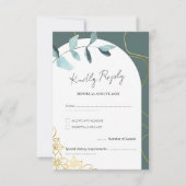 Minimal Chic Eukalyptus Greenery & Gold Akzente RSVP Karte (Vorderseite)