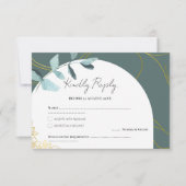 Minimal Chic Eukalyptus Greenery & Gold Akzente RSVP Karte (Vorderseite)