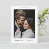 Minimal Chic Foto Hochzeit Dankeskarte (Stehend Vorderseite)