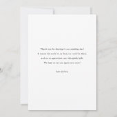 Minimal Chic Foto Hochzeit Dankeskarte (Rückseite)
