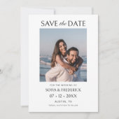 Minimal Chic Foto Schwarz und Weiß Hochzeit Save The Date (Vorderseite)
