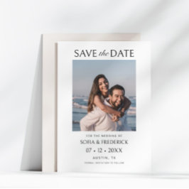 Minimal Chic Foto Schwarz und Weiß Hochzeit Save The Date