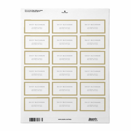 Minimal Chic Gold Frame Rücksendeadresse Label Adressaufkleber (Vorne)