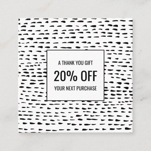 Minimal Chic Handmade Dashes Dots Schwarz & Weiß Rabattkarte (Vorderseite)