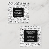 Minimal Chic Handmade Dashes Dots Schwarz & Weiß Rabattkarte (Vorne/Hinten)