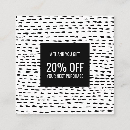 Minimal Chic Handmade Dashes Dots Schwarz & Weiß Rabattkarte (Vorderseite)