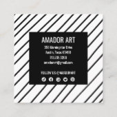 Minimal Chic Handmade Lines Schwarz & Weiß Social Rabattkarte (Rückseite)