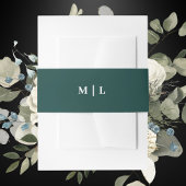 Minimal Chic Hunter Green & White Monogram Wedding Einladungsbanderole