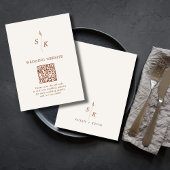 Minimal Chic Leaf Monogram Wedding Website QR Code Begleitkarte