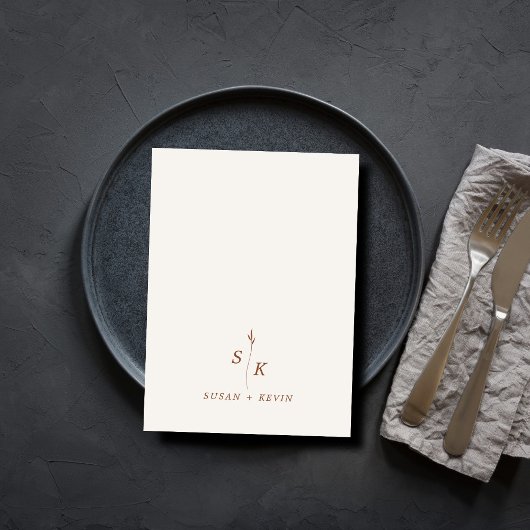 Minimal Chic Leaf Monogram Wedding Website QR Code Begleitkarte