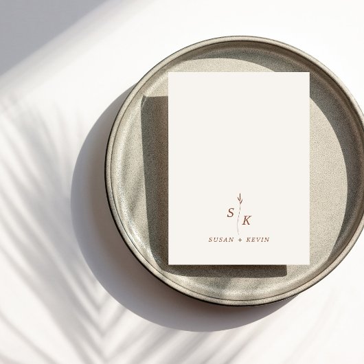 Minimal Chic Leaf Monogram Wedding Website QR Code Begleitkarte