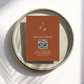 Minimal Chic Leaf Monogram Wedding Website QR Code Begleitkarte