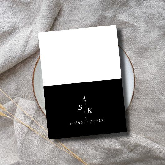Minimal Chic Leaf Monogram Wedding Website QR Code Begleitkarte
